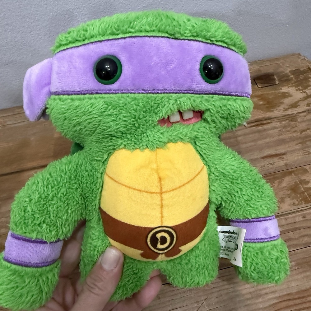 Spin Master TMNT Donatello Fuggler Plush 8" Green Excellent Funny Ugly Monster